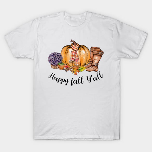 Happy Fall Y'all Pumpkin Shirt T-Shirt by Ken Adams Store